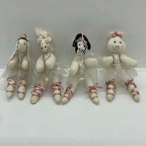 Vintage Ballerina Farm Animal Christmas Ornaments - 3 Inches
